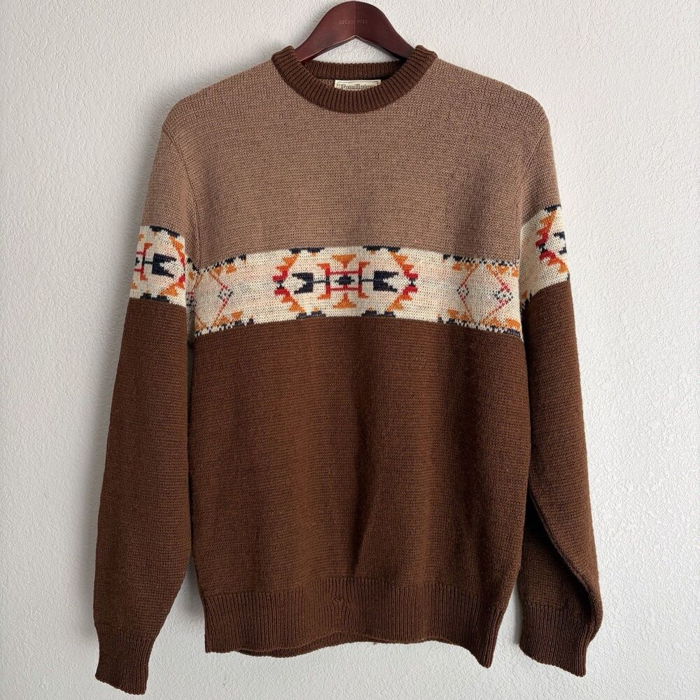 Vintage Pendleton HIGH GRADE WESTERN WEAR Navajo Aztec Sweater Size L